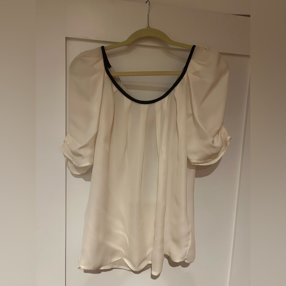 Joie Cream Blouse with Black Trim